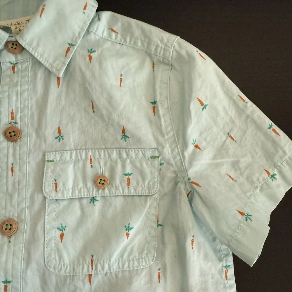MATILDA JANE BOY Mr. Cottontail Carrots Button Up‎ Shirt Size 4 Spring Easter